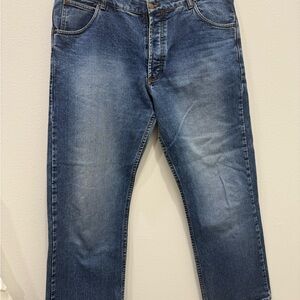 Men’s jeans button fly size 38 length 32, 100% cotton, heavyweight.